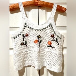 Rebellion Again crocheted cropped tank top. Size ptp 15=XS NWOT